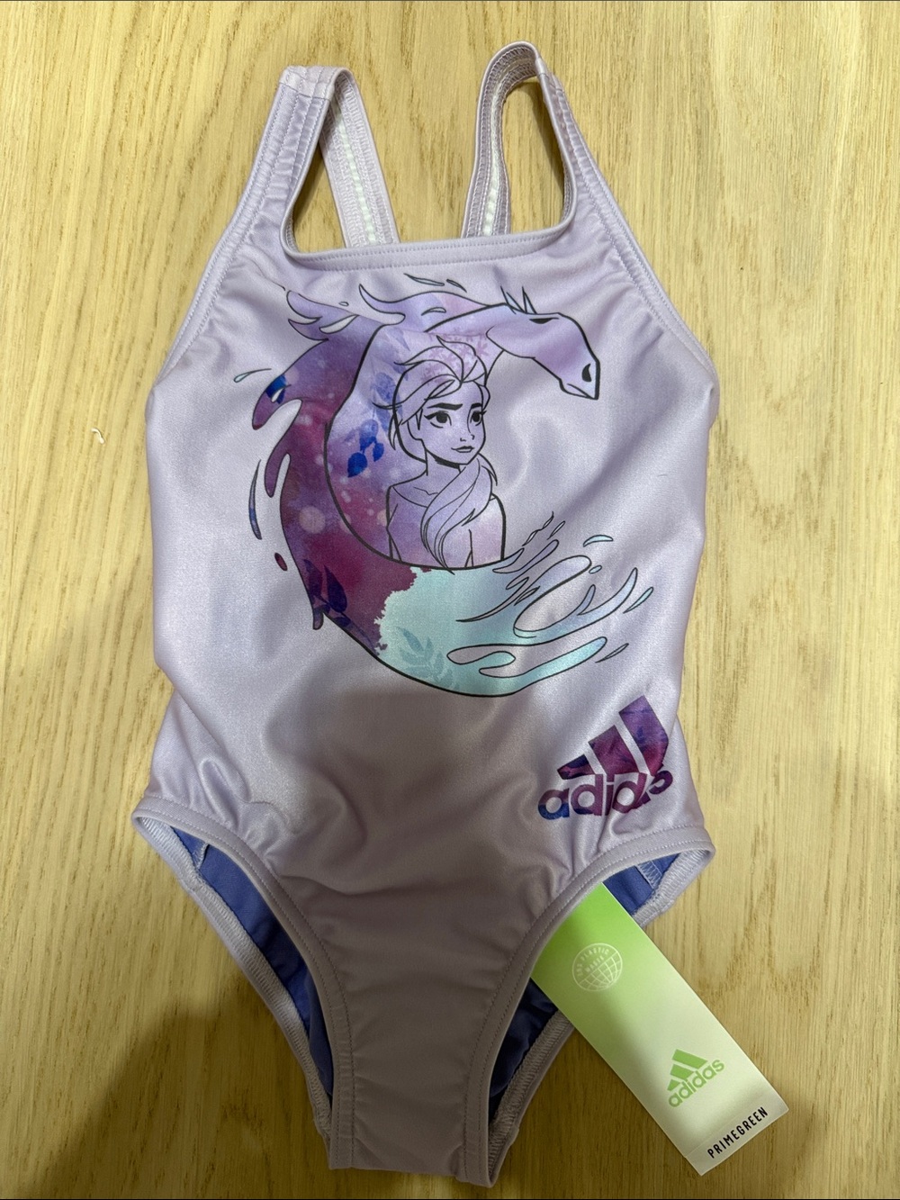 adidas Lavender Kids One-Piece Swimsuit with Frozen Graphic